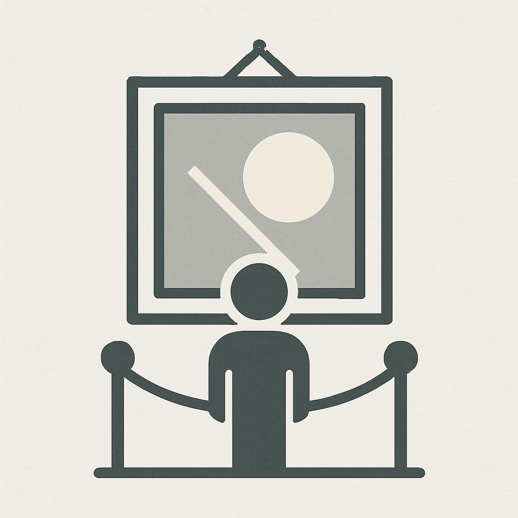 modern professional and artistic icon representing art exhibitions, minimal and creative style